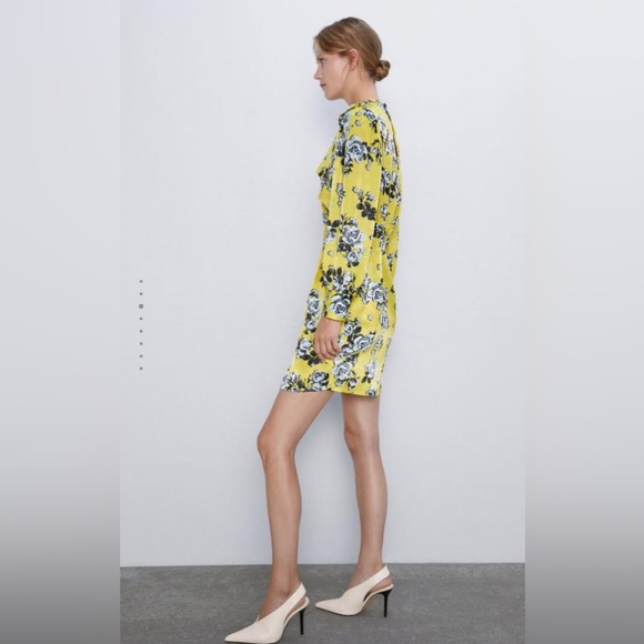 Zara Yellow Floral Party Cocktail Dress - Picture 3 of 8